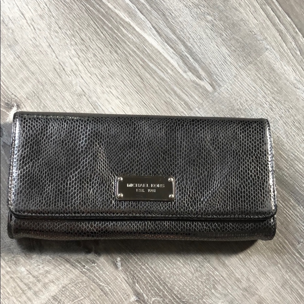 Michael Kors metallic leather clutch